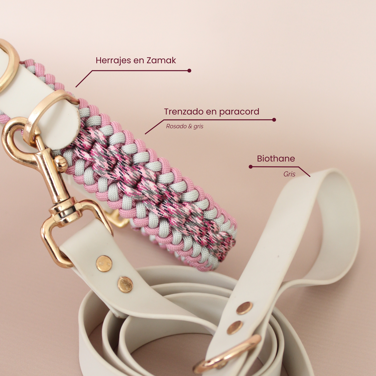 Collar Artesanal para Perros | Rosé