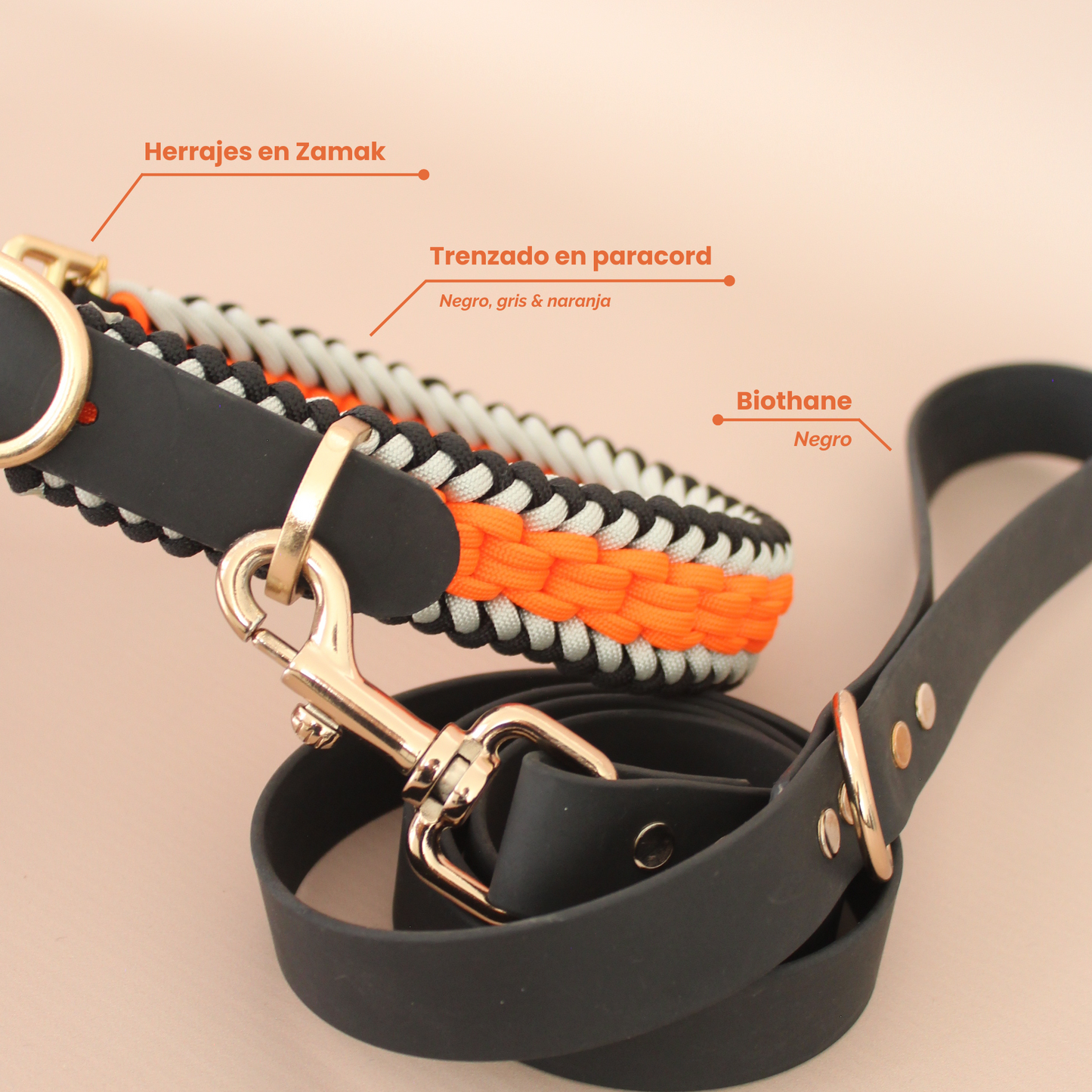 Collar Artesanal para Perros | Orange Black