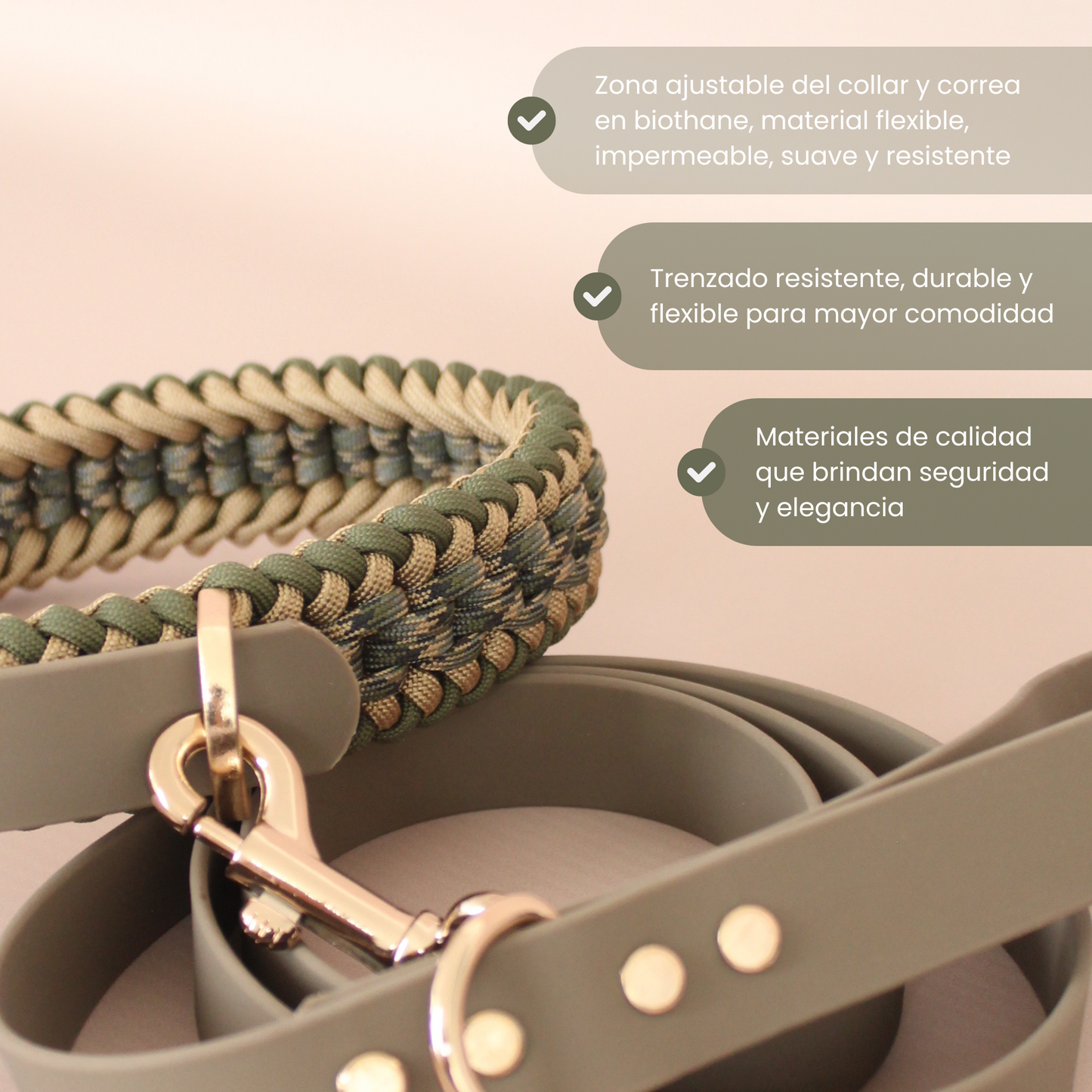 Collar Artesanal para Perros | Olive Gold