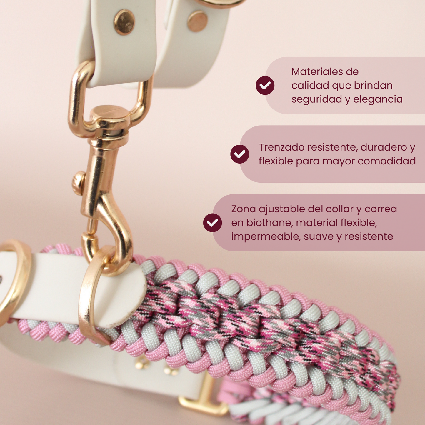 Collar Artesanal para Perros | Rosé