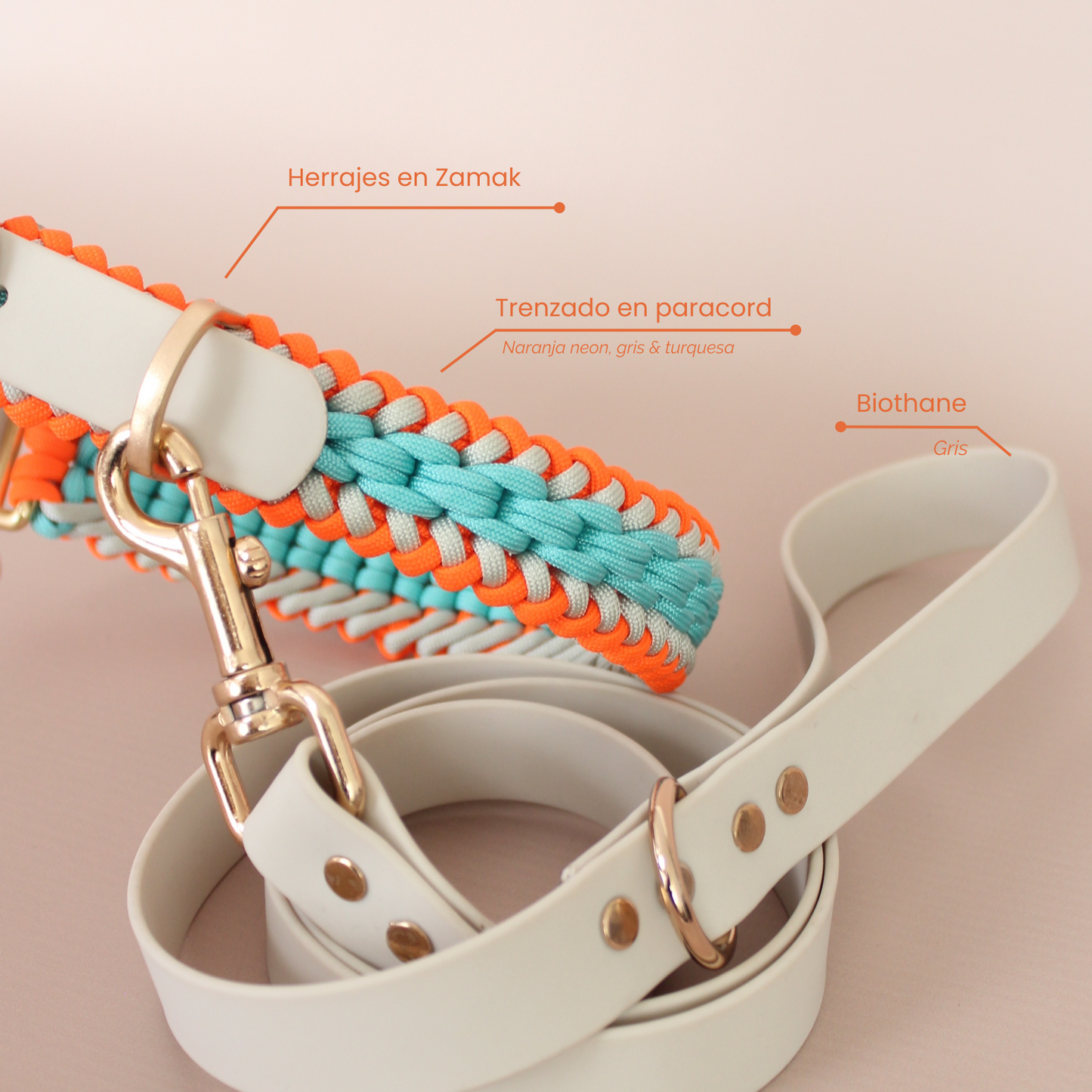 Collar Artesanal para Perros | Orange Blue