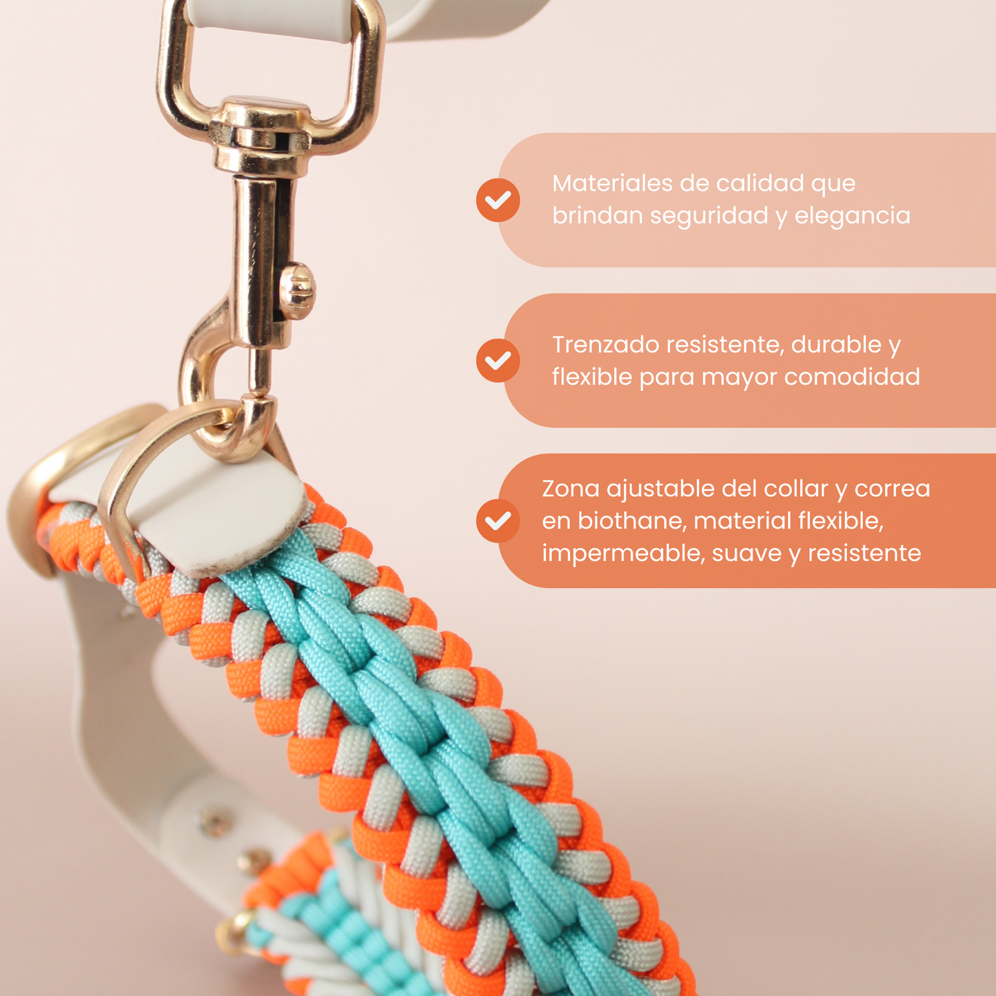 Collar Artesanal para Perros | Orange Blue