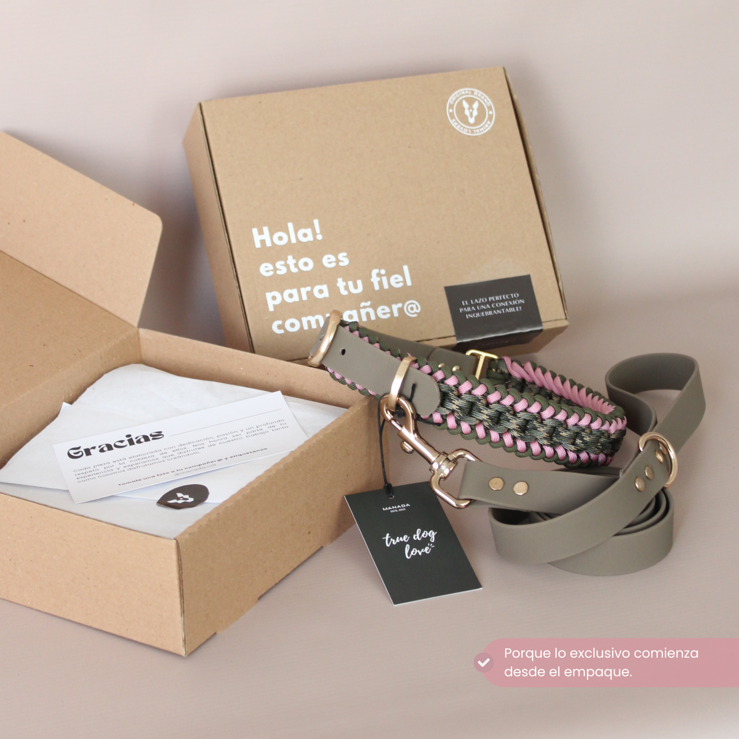 Collar Artesanal para Perros | Olive Pink